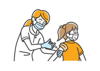 予防接種を受ける女児のイラスト素材