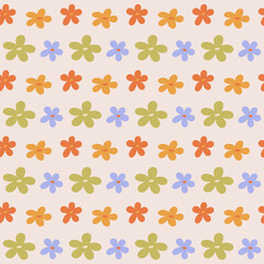 Hand drawn cute flowers seamless vector pattern. Stylish floral background. - 542109159