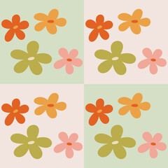 Hand drawn cute flowers seamless vector pattern. Stylish floral background. - 542109162