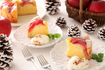 りんごケーキ　紅玉りんごのケーキでティータイム
