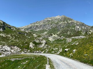 The Monte Prosa peak (2737 m) in the massif of the Swiss Alps and in the area of the mountain St....