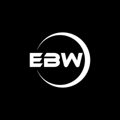 EBW letter logo design with black background in illustrator, cube logo, vector logo, modern alphabet font overlap style. calligraphy designs for logo, Poster, Invitation, etc.