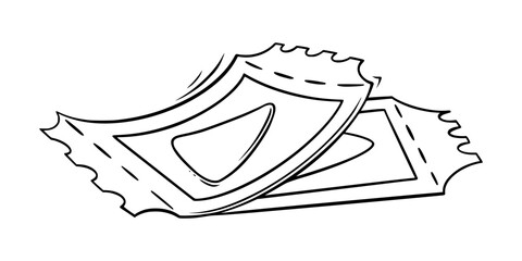 Cinema tickets sketch. Cinema tickets in doodle style. Vector illustration isolated on white background