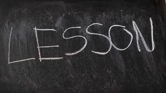 lesson lettering on blackboard