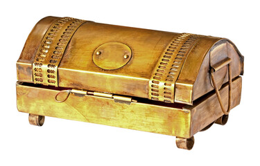 old small metal box isolated and save as to PNG file