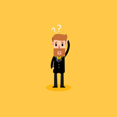 Businessman is thinking. Man who is suspicious of something. Business Concept. Vector illustration