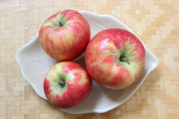 Honey crisp apples on a plate