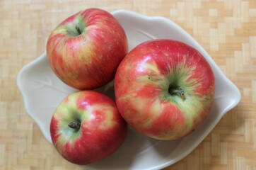 Honey crisp apples on a plate