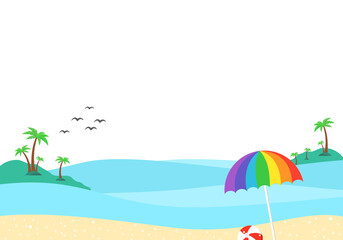 Fototapeta na wymiar cartoon style Sandy beach. Sea. Ocean surf isolate on transparent background.