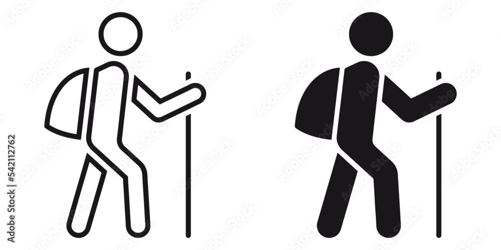 Fototapete ofvs203 outlinefilledvectorsign ofvs - person hiker backpack vector icon . isolated transparent . hu