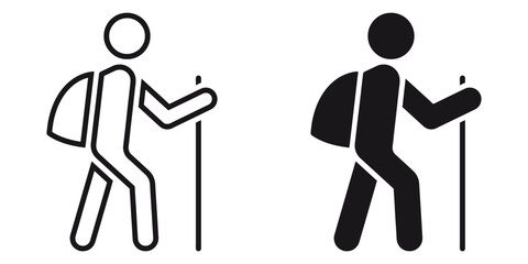 ofvs203 OutlineFilledVectorSign ofvs - person hiker backpack vector icon . isolated transparent . human . black outline and filled version . AI 10 / EPS 10 . g11543