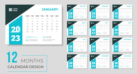 2023 desk calendar design with Monthly printable calendars template