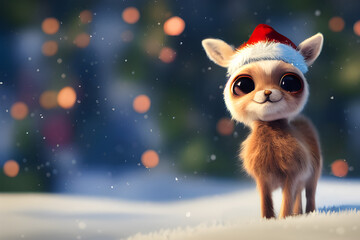 Fototapeta na wymiar Cute reindeer dressed for christmas