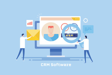 CRM software managing customer information data and helping business people communicate with clients and prospects.