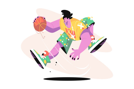 Basketball player man in action, team sports game