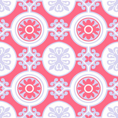 Seamless background round curve spiral cross frame flower
