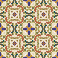 Seamless background curve cross chain flower oriental chintz