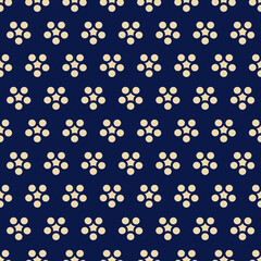 Seamless background retro navy blue Japanese round flower chintz