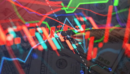 indicators including volume analysis for professional technical analysis on the monitor of a...