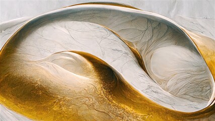 Authentic, luxurious gold and white marble-like curves, fine detailing, abstract and contemporary art style elegant, retro and dramatic background design elements