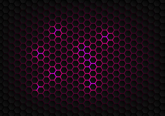 Abstract black and purple honeycomb background.