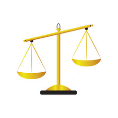 Libra icon, legal justice vector. Gold mechanical weight balance symbol.