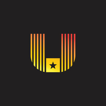 letter u stripes star gradient logo vector