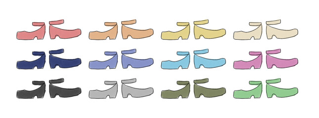 ストラップシューズのイラストセット