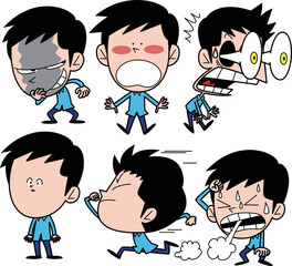 さまざまな表情をした男性。セット3