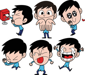 さまざまな表情をした男性。セット2