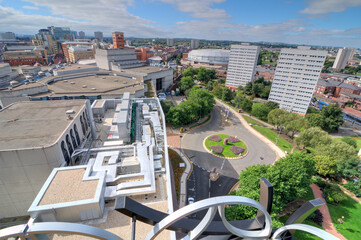 Elevated view of Birmingham City from the library, UK.