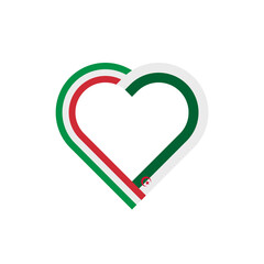 friendship concept. heart ribbon icon of italian and algerian flags. vector illustration isolated on white background