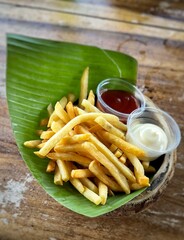 french fries and ketchup in the Bangkok Thailand 