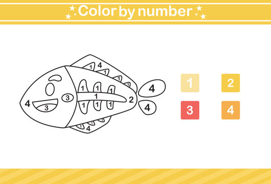 color by number of cute animal.Educational game suitable for kids and preschool