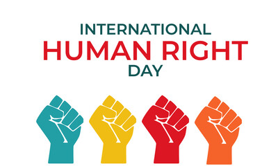 International Human Rights Day. An illustration of global equality and peace. The concept of social diversity. Solidarity fist.