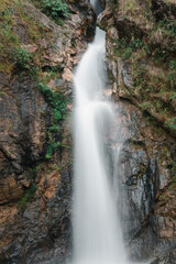Landscape of beautiful waterfall on high mountain.