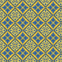 Obraz premium Seamless background image of golden yellow line blue cross flower