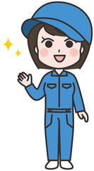 やる気のある女性作業員のイラスト