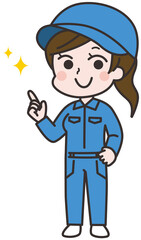 やる気のある女性作業員のイラスト