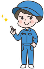 シニアの女性作業員のイラスト