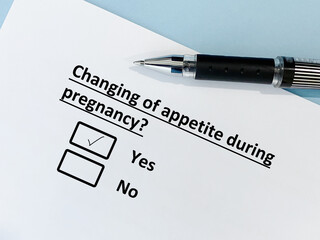 Questionnaire about pregnancy