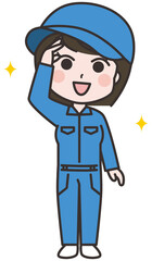 やる気のある女性作業員のイラスト