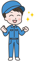 やる気のある男性作業員のイラスト