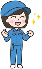 やる気のある女性作業員のイラスト