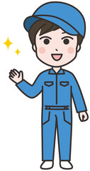 やる気のある男性作業員のイラスト