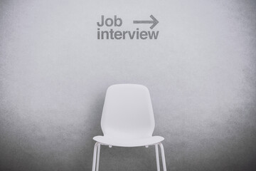 Job interview waiting room with directory sign