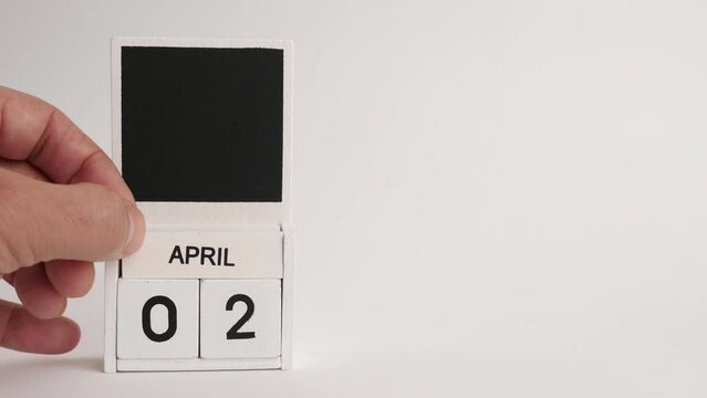 Calendar with date April 2 and place for designers. Illustration for an event of a certain date.