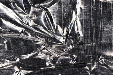 crumpled foil abstract background black and white silver effect