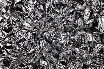 crumpled foil abstract background black and white silver effect