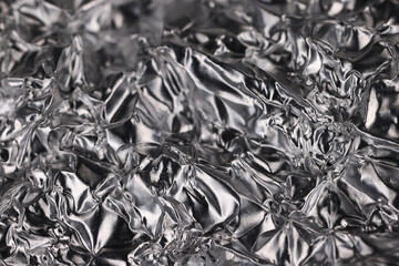 crumpled foil abstract background black and white silver effect